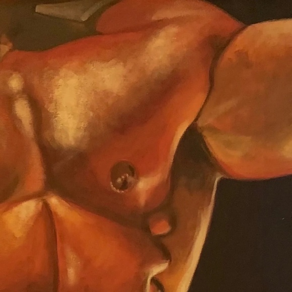 TORSO Painting by Tom Foral 1993 24x12 Acrylic on canvas Signed Framed - Picture 3 of 3